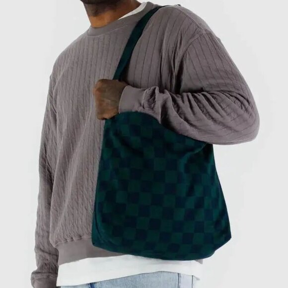 NWT Baggu Horizontal Zip Duck Bag - Navy Green Check - Picture 7 of 9